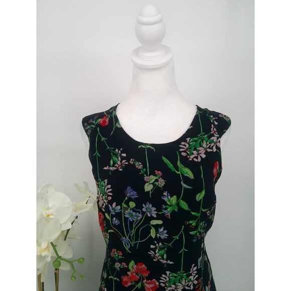 Tommy Hilfiger Womens Black Floral Sleeveless Midi Hi-Low A-Line Dress Size 14 - Picture 2 of 9